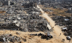 Les décombres de bâtiments à Rafah