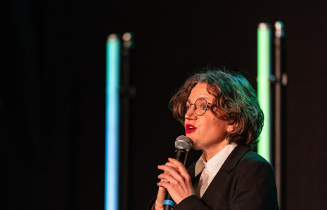 Marie Toussaint à Villeneuve-d'Ascq, le 20 janvier 2024. ( AFP / SAMEER AL-DOUMY )