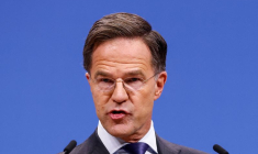 Le secrétaire général de l'Otan Mark Rutte tient une conférence de presse au siège de l'alliance à Bruxelles