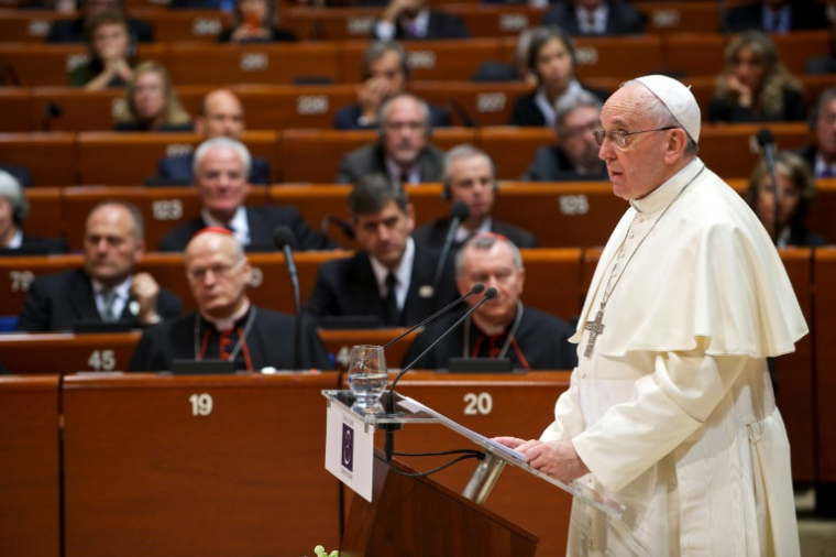 Le pape François s'adresse à l'assemblée du Conseil de l'Europe à Strasbourg, le 25 novembre 2014 ( AFP / COE )