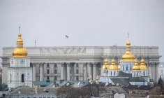 Photo d'archives d'une vue générale montrant le siège du ministère ukrainien des Affaires étrangères, dans le centre de Kyiv