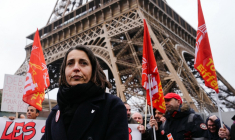 Sophie Binet à Paris, le 22 février 2024. ( AFP / DIMITAR DILKOFF )