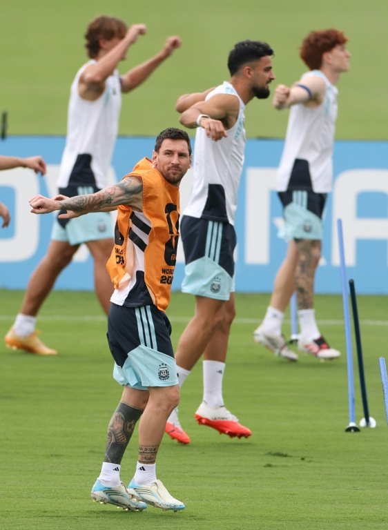 L'Argentin Lionel Messi à l'entraînement à la veille de la demi-finale de Coupe du monde contre l'Angleterre au Atlanta Training Centre le 14 juillet 2026 ( AFP / PATRICIA DE MELO MOREIRA )
