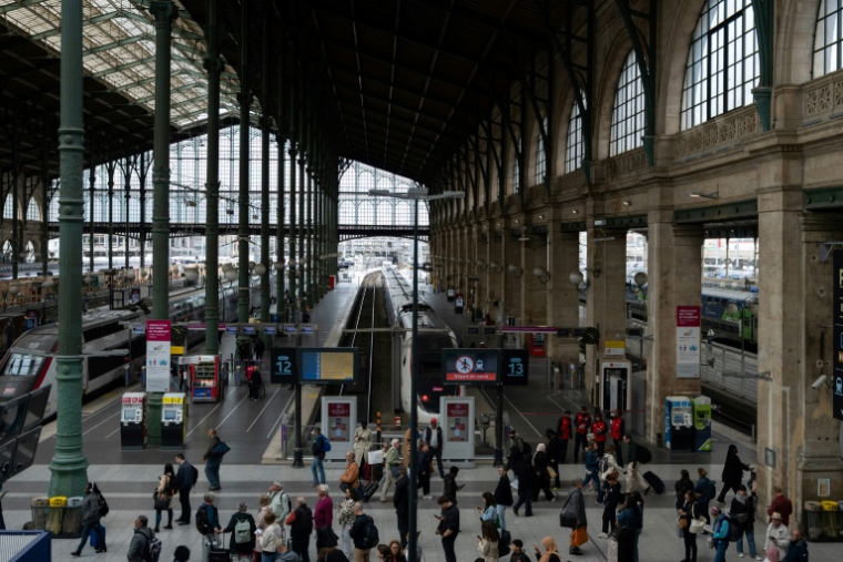 Des voyageurs à la gare du Nord à Paris, le 5 mai 2025 ( AFP / Léo Vignal )