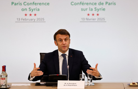 Emmanuel Macron à Paris, le 13 février 2025. ( POOL / LUDOVIC MARIN )