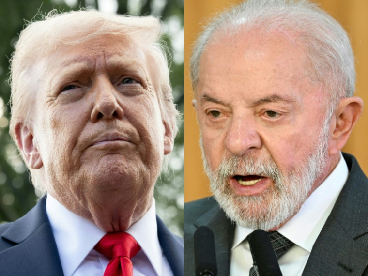 Combinaison de portraits du président américain Donald Trump (gauche), pris le 11 septembre 2025 à Washington, et du président brésilien Lula (droite), pris le 18 août 2025 à Brasilia ( AFP / SAUL LOEB )
