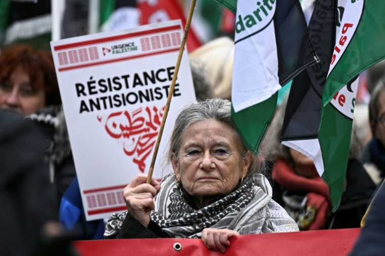 Manifestation en soutien aux Palestiniens de la bande de Gaza, le 29 novembre 2025 à Paris ( AFP / JULIEN DE ROSA )