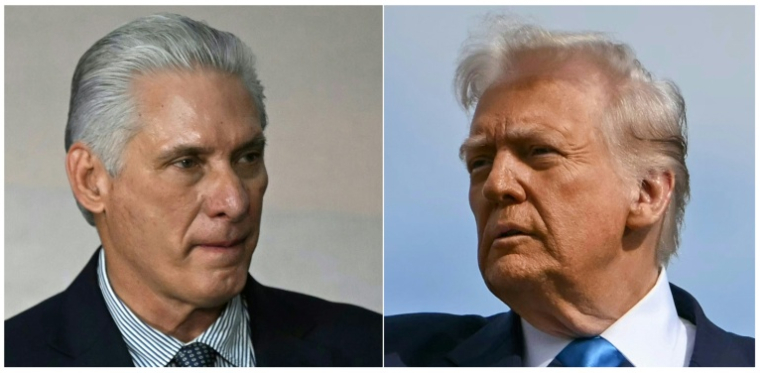 Combinaison de photos créée le 11 janvier 2026 montrant à gauche le président cubain Miguel Diaz-Canel et à droite le président américain Donald Trump ( AFP / Mauro PIMENTEL )