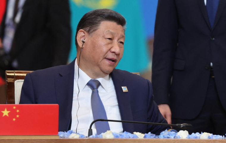 XI Jinping à Astana, au Kazkhstan, le 4 juillet 2024. ( POOL / SERGEI SAVOSTYANOV )