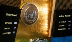 L'Assemblée générale des Nations Unies vote une résolution sur le cessez-le-feu dans le cadre du conflit entre Israël et le groupe islamiste palestinien Hamas, à New York