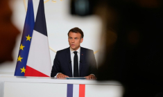 Le président Emmanuel Macron s'exprime à l'Elysée le 13 juin 2025 à Paris ( POOL / Michel Euler )