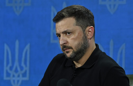 Volodymyr Zelensky, le 27 août 2024, à Kiev ( AFP / SERGEI CHUZAVKOV )