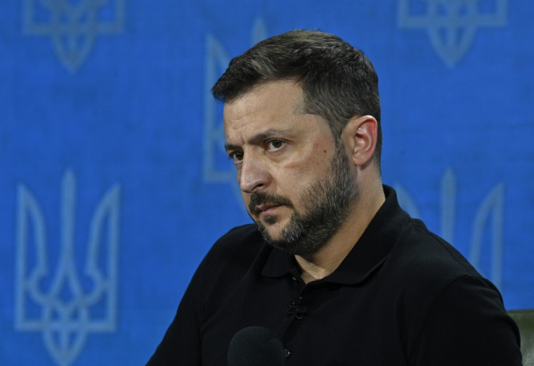 Volodymyr Zelensky, le 27 août 2024, à Kiev ( AFP / SERGEI CHUZAVKOV )
