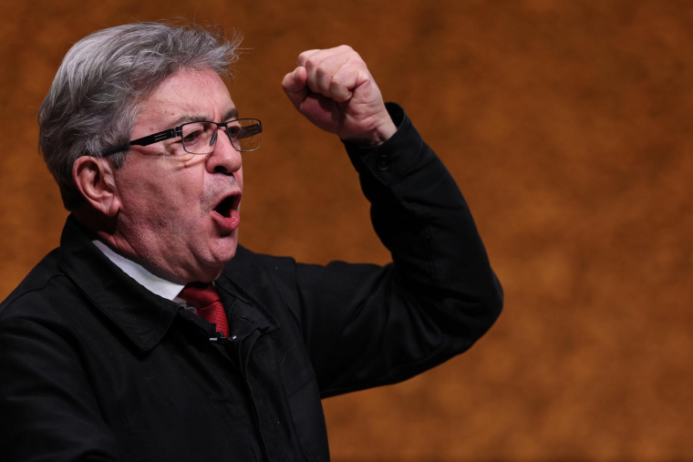 Jean-Luc Mélenchon, à Montpellier, le 16 février 2023 ( AFP / Pascal GUYOT )