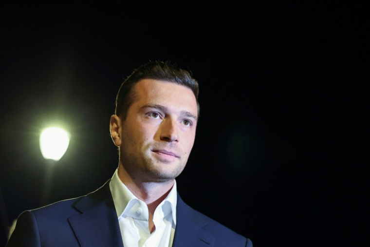 Le président du RN Jordan Bardella, lors d'un meeting pour les élections sénatoriales à La Seyne-sur-Mer (Var), le 27 septembre 2026 ( AFP / Thibaud MORITZ )