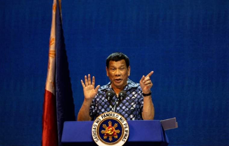 Rodrigo Duterte durant un meeting à Manille le 11 mai 2019  ( AFP / Noel CELIS )