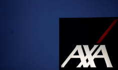 Le logo de l'assureur français Axa est visible à l'extérieur d'un bâtiment à Montaigu