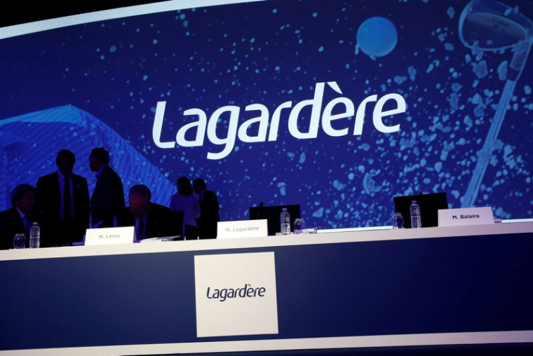 Photo d'archives du logo Lagardère lors de l'assemblée générale annuelle de l'entreprise à Paris