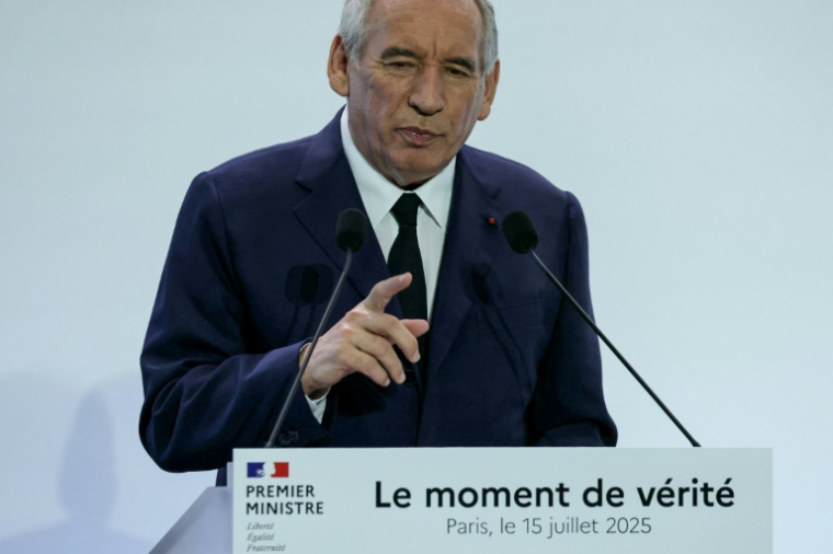 Le Premier ministre François Bayrou dévoile les grandes lignes du budget 2026 de la France, le 15 juillet 2025 à Paris ( AFP / Thomas SAMSON )