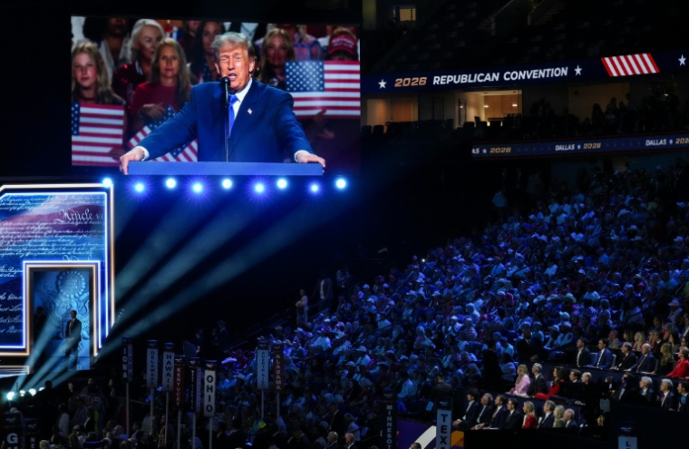 Le président américain Donald Trump s'exprime lors d'une convention républicaine, le 9 septembre 2026 à Dallas aux Etats-Unis ( POOL / Eric Lee )
