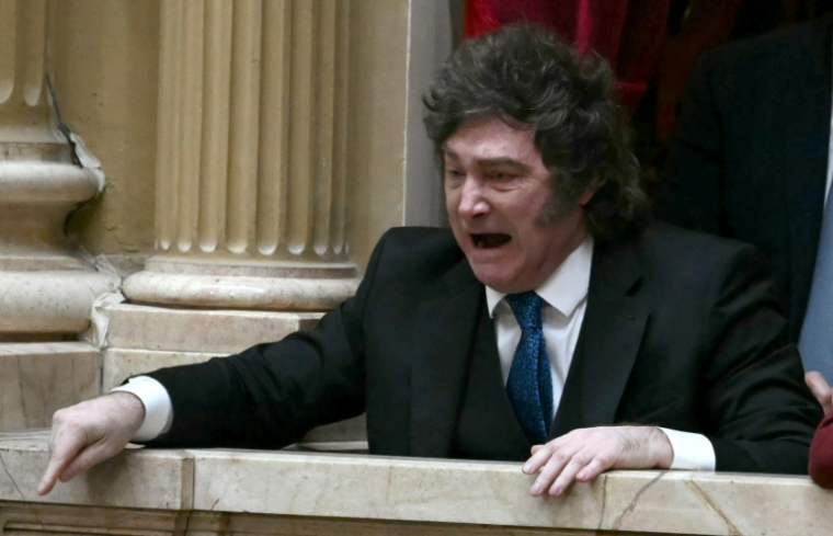 Le président argentin Javier Milei à Buenos Aires le 29 avril 2026.  ( AFP / Luis ROBAYO )