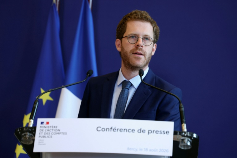 Le ministre des Comptes publics, David Amiel, lors d'une conférence de presse sur la réponse de l'État après la cyberattaque visant la Direction générale des Finances publiques (DGFiP), le 18 août 2026 au ministère de l'Économie et des Finances à Paris ( AFP / Thomas SAMSON )