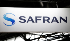 Le logo de Safran au salon de la sécurité intérieure Milipol au parc des expositions de Paris-Nord-Villepinte