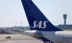 La dérive d'un avion de Scandinavian Airlines (SAS) en stationnement