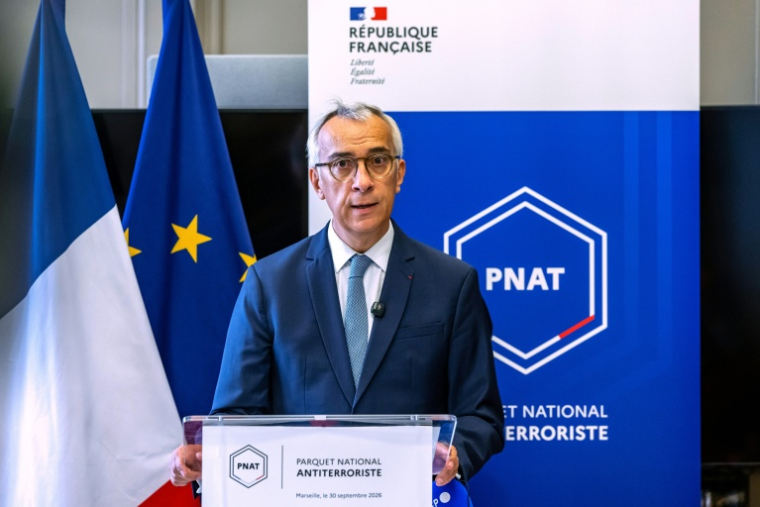 Le procureur antiterroriste Olivier Christen, à Marseille le 30 septembre 2026 ( AFP / Miguel MEDINA )