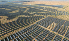 Panneaux solaires à Ordos dans le désert de Kubuqi, le 10 août 2025 ( AFP / Pedro PARDO )
