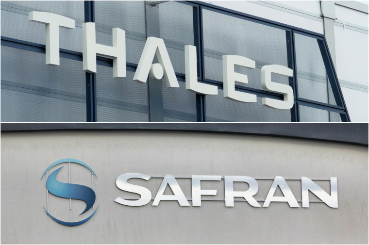 Les logos de Thales et Safran. (cr&eacute;dit : Adobe Stock)