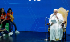 Le pape François lors d'une conférence sur la crise démographique en Italie