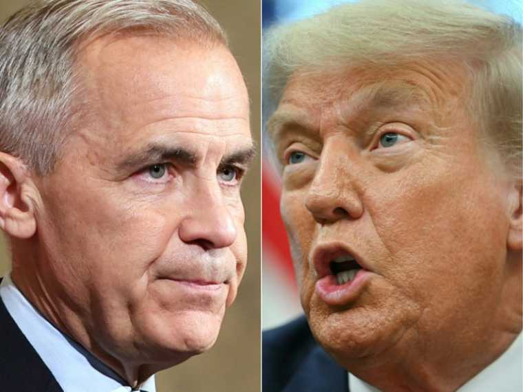 Photomontage réalisé le 30 juin 2025 du Premier ministre canadien Mark Carney et du président américain Donald Trump ( AFP / Dave Chan )