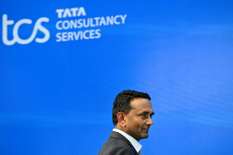 Le PDG de TCS, K. Krithivasan, à Mumbai, le 10 avril 2025 ( AFP / INDRANIL MUKHERJEE )