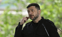 Le président ukrainien Volodymyr Zelensky lors d'une conférence de presse après une réunion avec des alliés européens à Kiev, le 10 mai 2025 ( AFP / Genya SAVILOV )