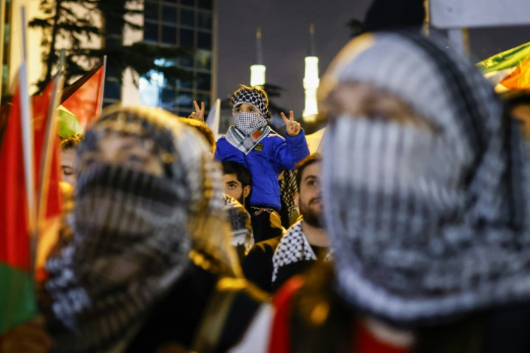 Manifestation propalestinienne le 2 octobre 2025 à Istanbul  ( AFP / KEMAL ASLAN )