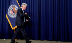 Photo d'archives du président de la Réserve fédérale américaine Jerome Powell lors d'une conférence de presse à Washington