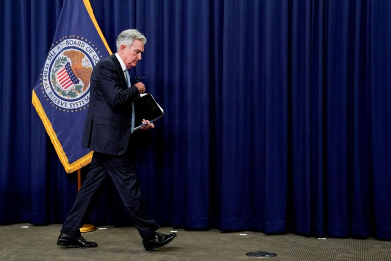 Photo d'archives du président de la Réserve fédérale américaine Jerome Powell lors d'une conférence de presse à Washington