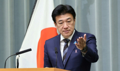 Le porte-parole du gouvernement japonais Minoru Kihara lors d'une conférence de presse à Tokyo, le 17 novembre 2025 ( JIJI Press / STR )