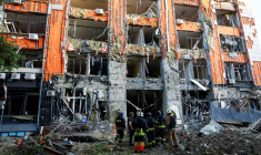 Conséquences d'une attaque aérienne russe, à Kharkiv