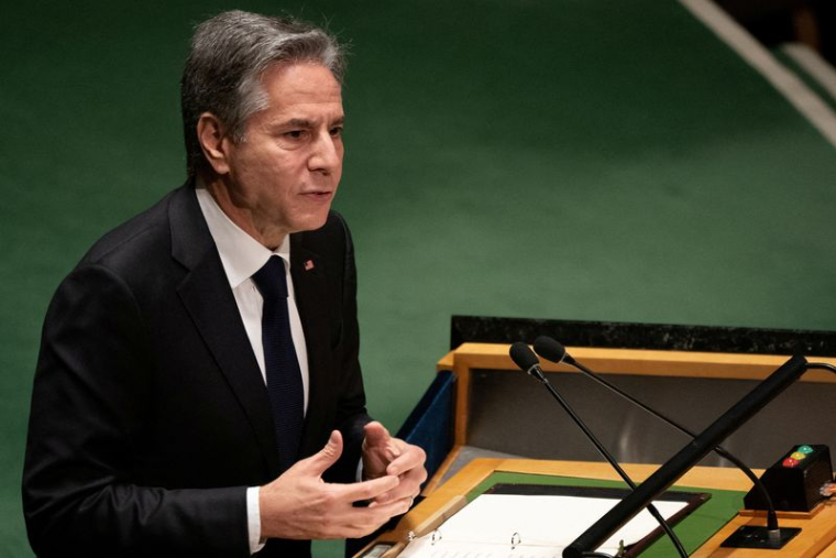 Le secrétaire d'État américain Antony Blinken s'adresse à l'Assemblée générale des Nations unies lors de la conférence d'examen du traité de non-prolifération nucléaire à New York