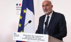 Stéphane Noël, chef de l'Inspection générale de la justice, lors de la remise du rapport sur l'affaire Lyhanna à Matignon, à Paris, le 22 juin 2026 ( AFP / ALAIN JOCARD )
