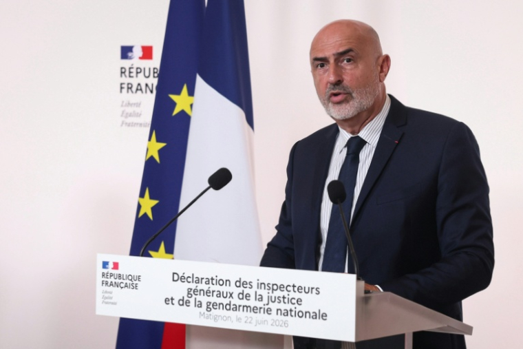 Stéphane Noël, chef de l'Inspection générale de la justice, lors de la remise du rapport sur l'affaire Lyhanna à Matignon, à Paris, le 22 juin 2026 ( AFP / ALAIN JOCARD )