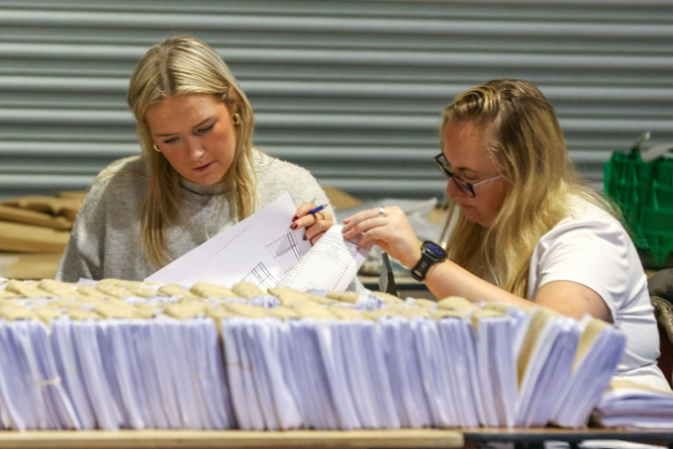 Décompte des voix lors de la présidentielle en Irlande, le 25 octobre 2025 à Dublin ( AFP / Paul Faith )