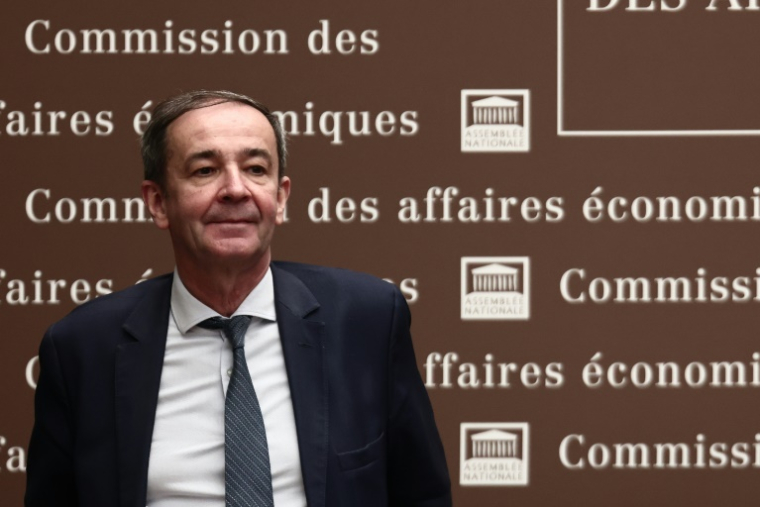 Bernard Fontana, le 30 avril 2025 avant son audition au Parlement pour le poste de PDG d'EDF ( AFP / Thibaud MORITZ )