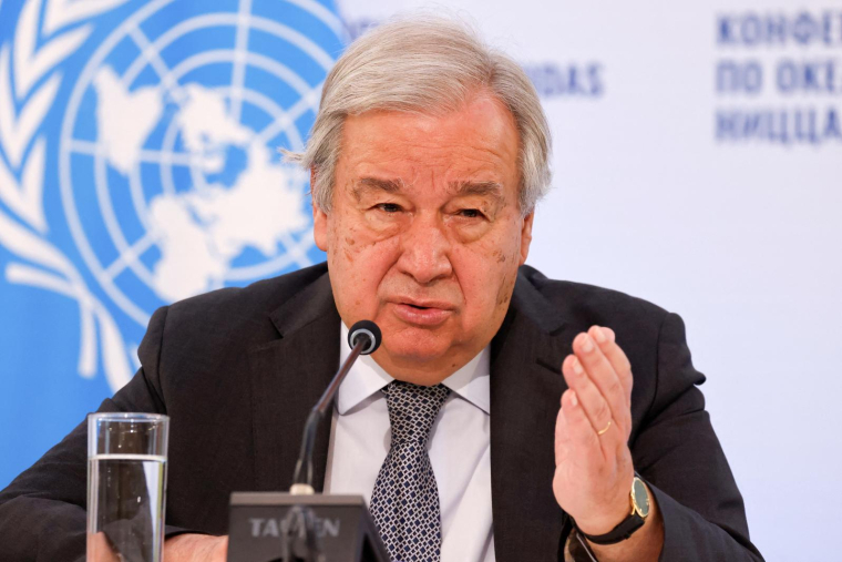 Antonio Guterres, secrétaire général de l'ONU, à Nice le 9 juin 2025. ( AFP / LUDOVIC MARIN )