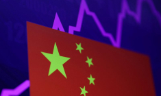 Un drapeau chinois et un graphique