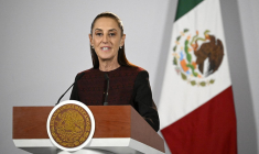 La présidente du Mexique, Claudia Sheinbaum, s'exprime lors de sa conférence de presse quotidienne au Palais national, à Mexico, le 9 septembre 2026. ( AFP / ALFREDO ESTRELLA )