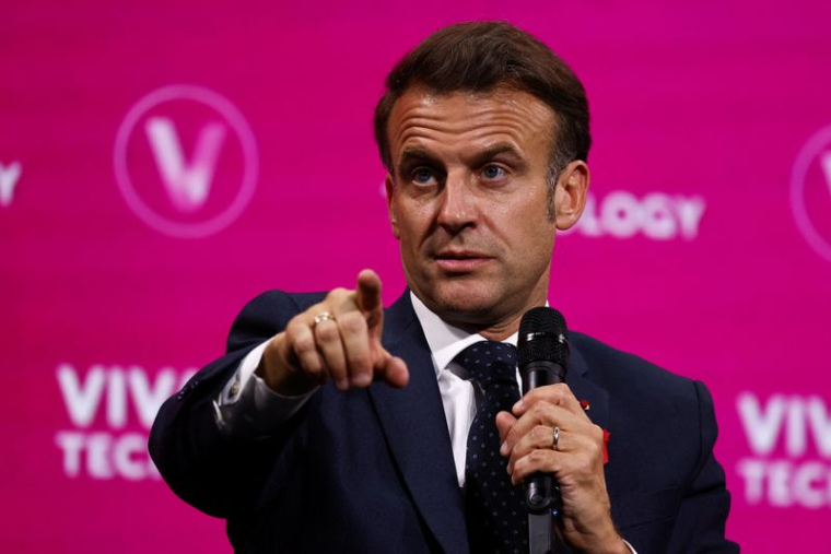 French President Emmanuel Macron at the Vivatech conference in Paris
