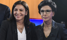 Anne Hidalgo et Rachida Dati à Boulogne-Billancourt, le 4 mars 2020. ( POOL/AFP / BERTRAND GUAY )
